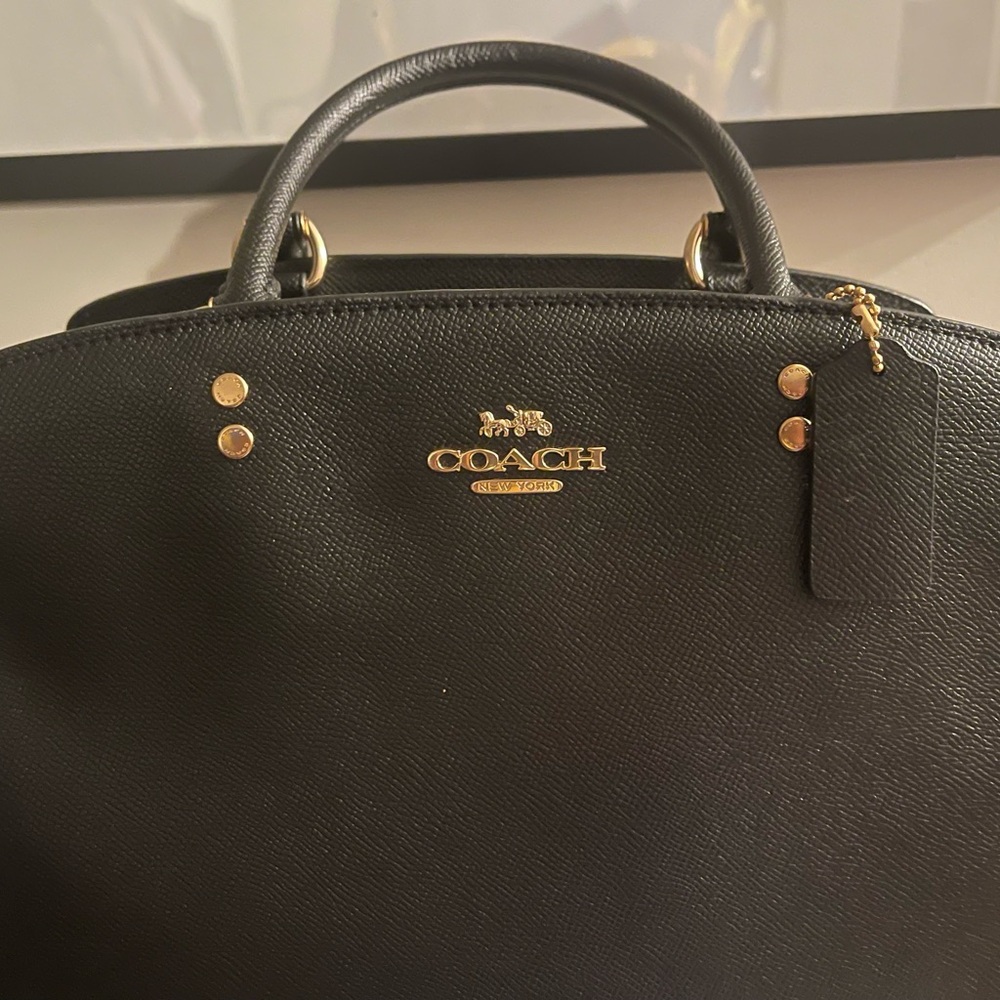 Coach Black Handbag with Gold Details